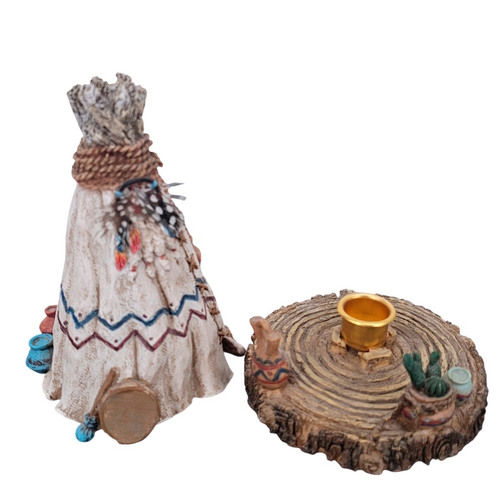 Southwestern Teepee Incense Burner Resin Native American Inspired Decor 2 Piece